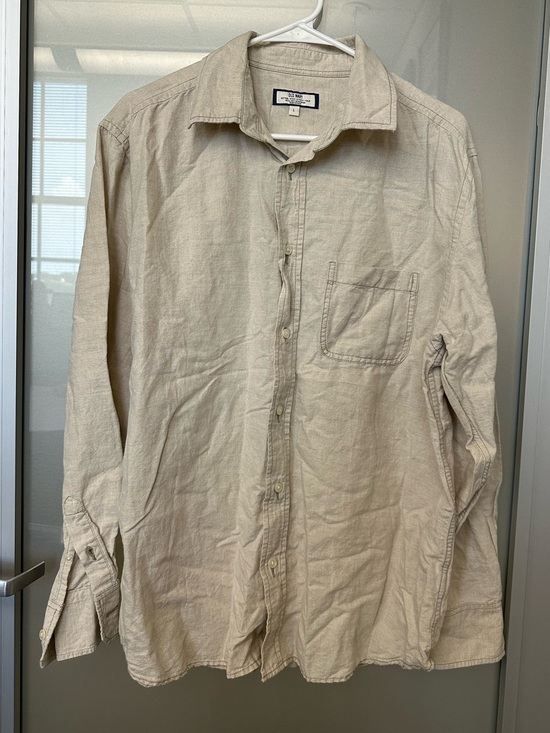 Old Navy Other - euc vintage Old Navy sz L linen khaki button front long sleeve shirt